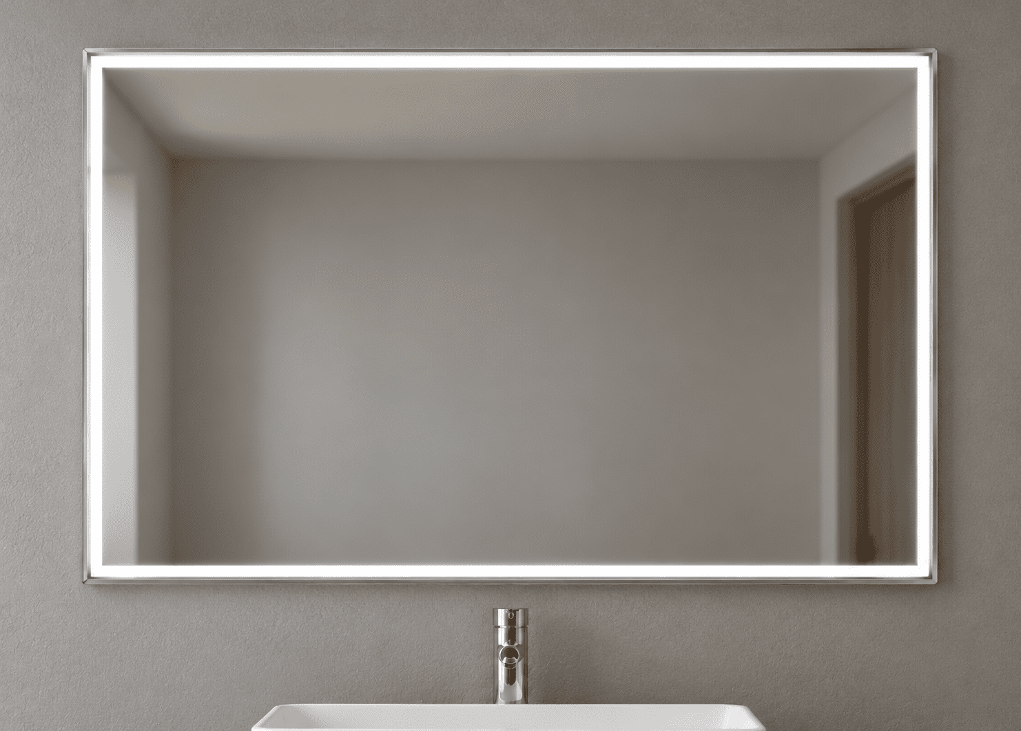 Rectangular Trim Lit Horizontal Mirror